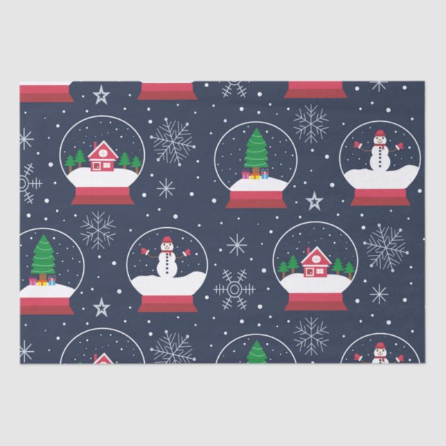 Papel De Seda Neves Globos com Neves e Árvores de Natal (Frente )