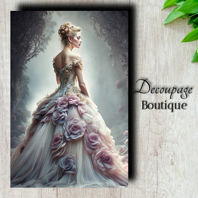 Papel De Seda Névoa de Rosa Etérea Decoupagem (Ethereal Rose Mist Decoupage Tissue Paper)