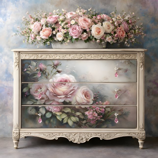 Papel De Seda Névoa Rosa Aurora Decoupage (Misty Rose Dawn Decoupage Tissue Paper)