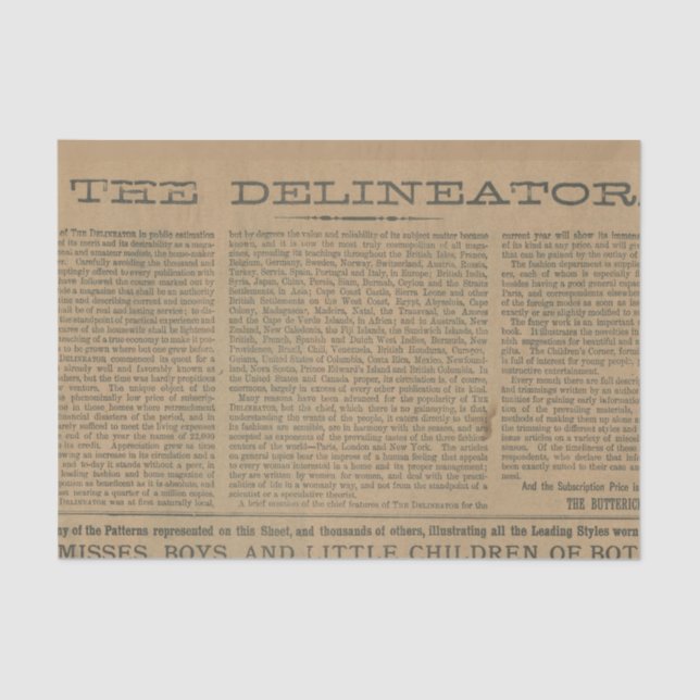 Papel De Seda Newsprint da revista Vintage (Frente )