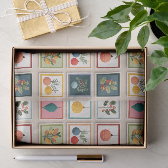 Papel De Seda Nine Christmas Ornaments in Bold Frames (Presente)
