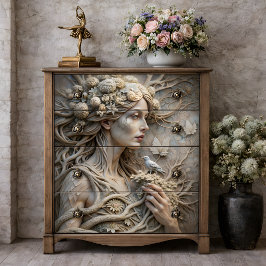 Papel De Seda Ninfa da Geada Deusa Etérea do Inverno Decoupage