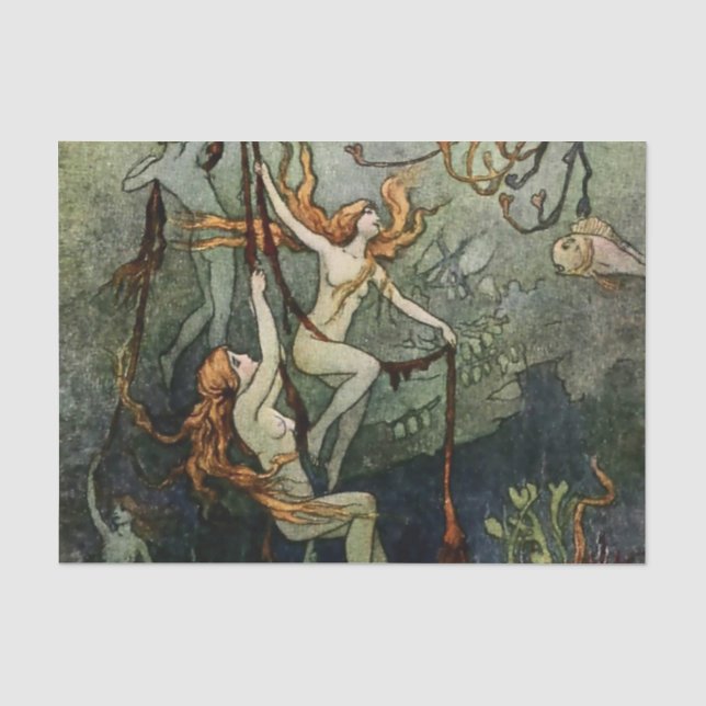 Papel De Seda “Ninfas do Mar” por Warwick Goble (Frente )