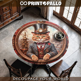 Papel De Seda Nobre gato vermelho steampunk em uma moldura