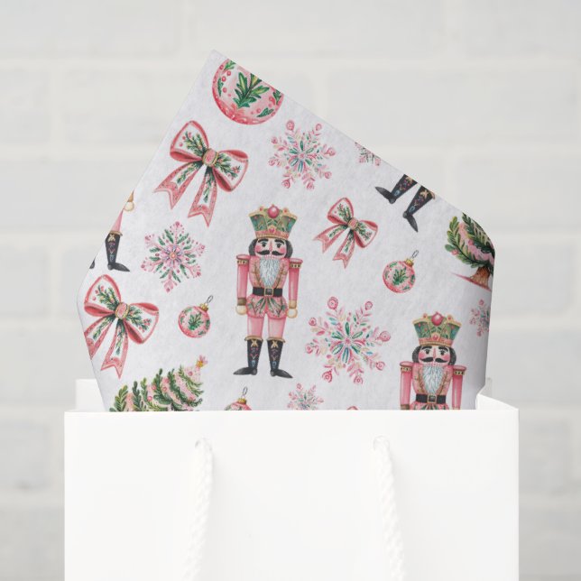 Papel De Seda Noel Fantasioso de quebra-nozes rosa (Sacola de presentes)
