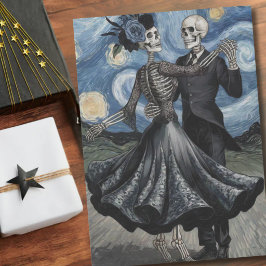 Papel De Seda Noite de Dança dos Esqueletos Céu Estilo Van Gogh