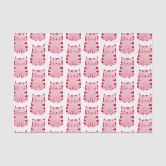 Papel De Seda Noite de Gato Rosa Branco e Bonito (Frente )