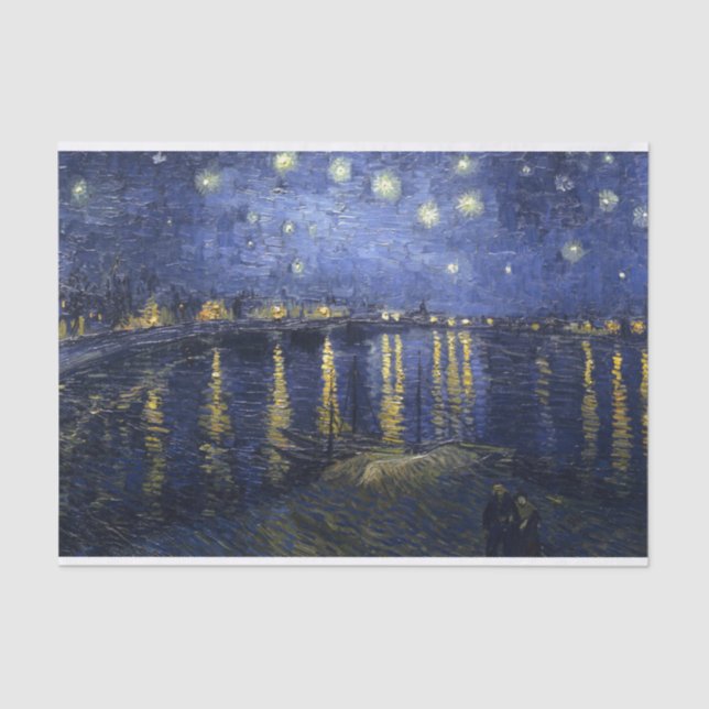 Papel De Seda Noite estrelado de Van Gogh | sobre o Rhone | 1888 (Frente )