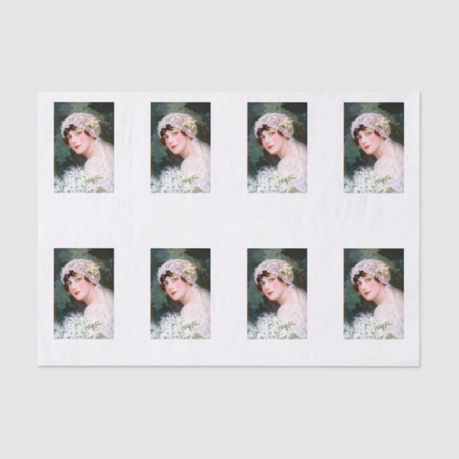 Papel De Seda Noiva Antiga Casamento Renda Floral Branco Bouquet (Frente )