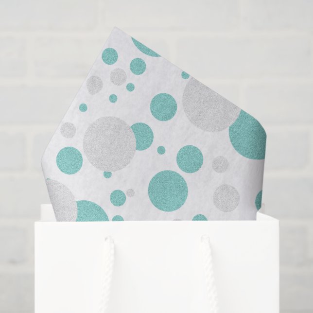 Papel De Seda Noiva Azul Teal com Bolinhas Azul Bridal Shower Fe (Sacola de presentes)