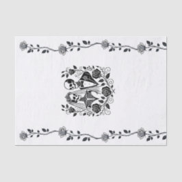 Papel De Seda Noiva de Videira de Rosa Floral Esqueleto Preto Br
