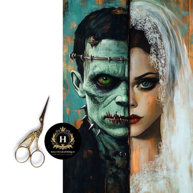Papel De Seda Noiva do Casamento da Decoupage de Frankenstein (Criador carregado)