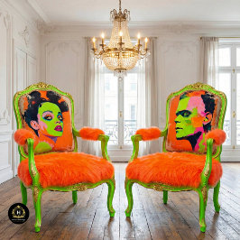 Papel De Seda Noiva do Monstro de Frankenstein Neon Pop Art Deco