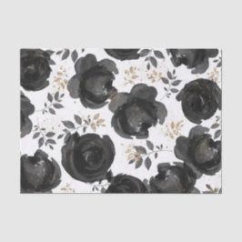 Papel De Seda Noiva Folhas de Glam Floral Ouro Preto