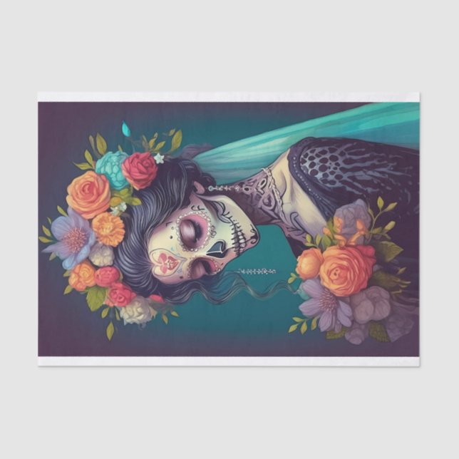 Papel De Seda Noiva gótica em lágrimas de Solitário, (Frente )