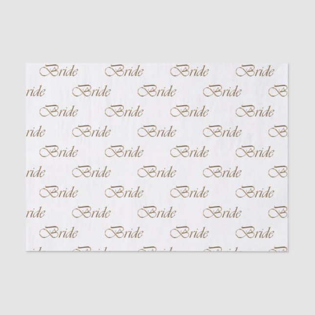 Papel De Seda Noiva padrão de caligrafia script dourado elegante (Frente )