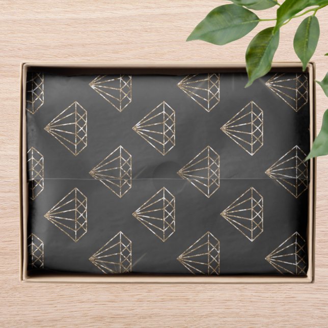 Papel De Seda Noivado De Casamento Elegante De Diamante Preto E  (Criador carregado)