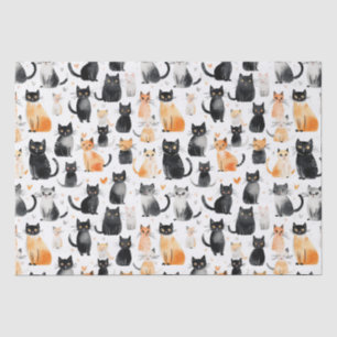 Papel De Seda Noivado de Gatos Pretos Brancos Brancos e Bonitos