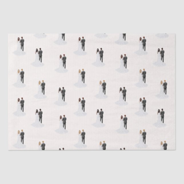 Papel De Seda Noivo e Noiva em Aquarela para Chá de Noiva de Cas (Frente )