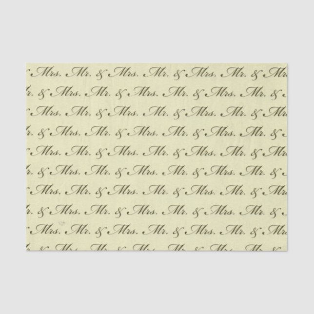 Papel De Seda Noivo e Noiva Sr e Sra elegante  (Frente )