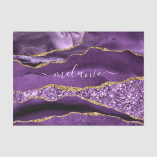 Papel de Seda Nome Ágata Violeta Roxo Dourado Bril