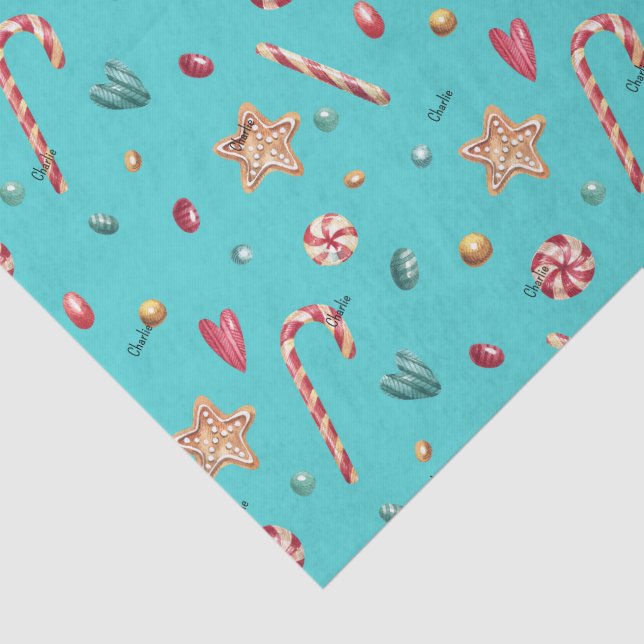Papel De Seda Nome, Biscoitos de Natal com Balas Turquesa (Detalhes)