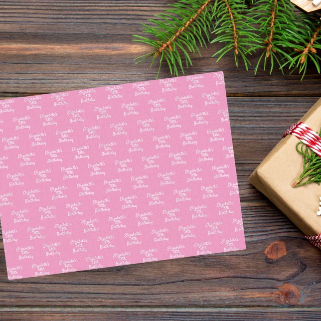 Papel De Seda Nome branco rosa de aniversário (Criador carregado)