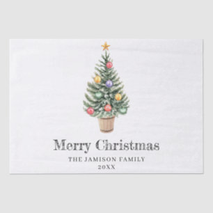 Papel De Seda Nome da família da árvore de Natal minimalista ano
