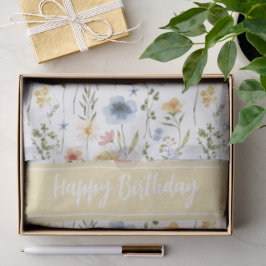 Papel De Seda Nome da Flor Silvestre Aquarela Azul Amarelo Rosa