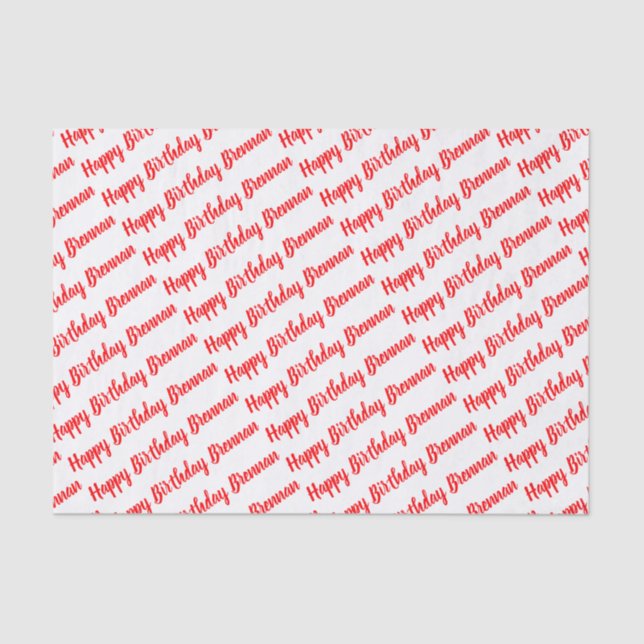 Papel De Seda Nome de Aniversário Feliz Personalizado (Frente )