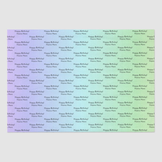 Papel De Seda Nome de Aniversário Personalizado Cores do Arco-Ír (Frente )