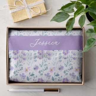 Papel De Seda Nome de Flor Silvestre Aguarela Roxa