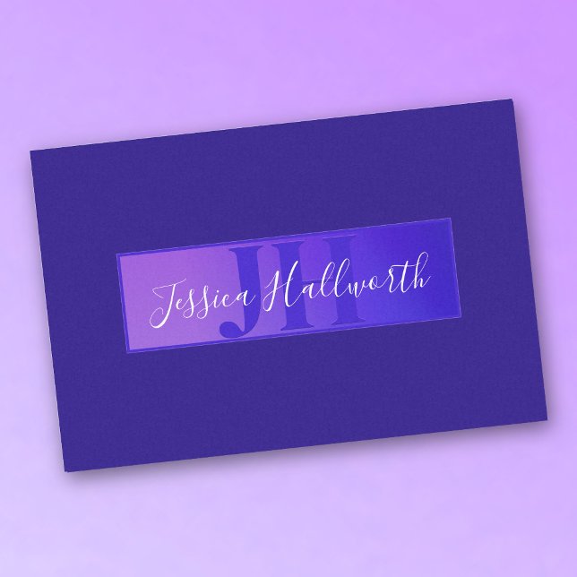 Papel De Seda Nome de Script Elegante Moderno e Monograma Roxo (Criador carregado)