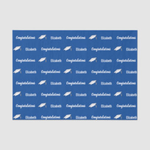 Papel De Seda Nome do Formando Branco Azul Profundo para parabén
