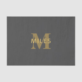 Papel De Seda Nome do na moda e Monograma | Cinza Dourada e escu