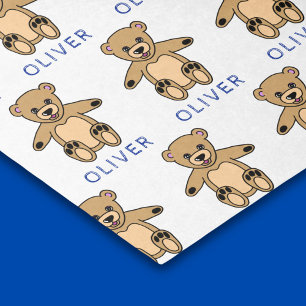 Papel De Seda Nome do Padrão do Urso de Teddy Castanho