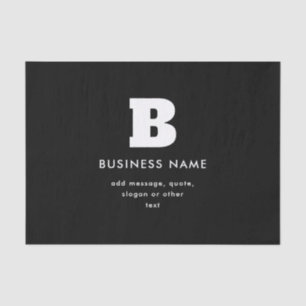 Papel De Seda Nome e Slogan Comercial Editável Preto & Branco