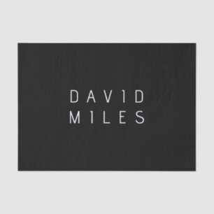 Papel De Seda Nome editável minimalista moderno Preto & Branco