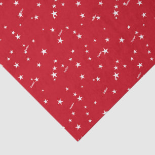 Papel De Seda Nome em Padrão de Estrelas Vermelhas e Brancas na