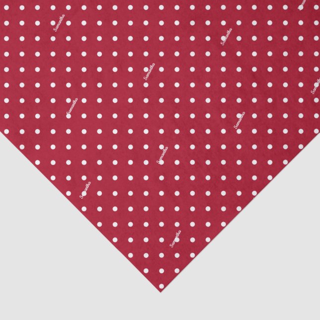 Papel De Seda Nome em Pontos Brancos e Vermelhos da Moda (Detalhes)