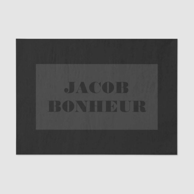 Papel De Seda Nome Moderno Profissional | Cinzas escuras e preta (Frente )