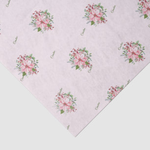 Papel De Seda Nome, Padrão Elegante de Poinsettia Rosa