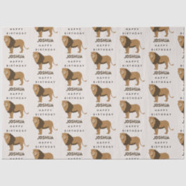 Papel De Seda Nome Personalizado Aniversário de Animais do Leão 