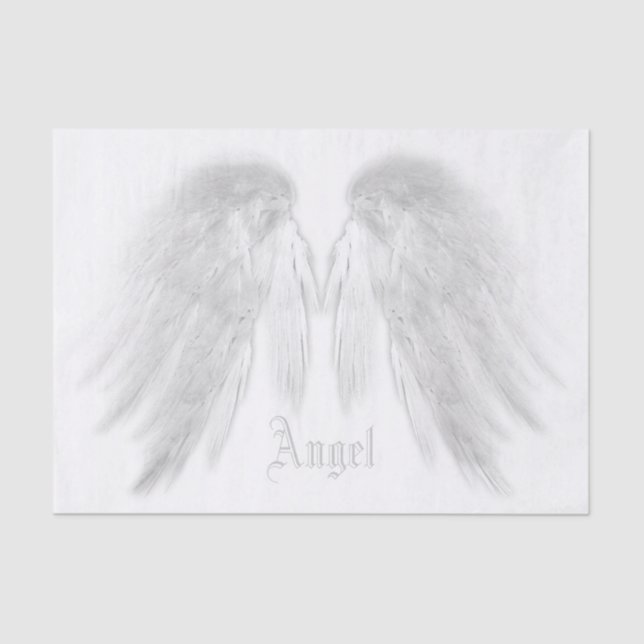Papel De Seda Nome Personalizado Branco do ANGEL WINGS (Frente )
