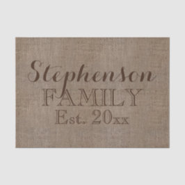 Papel De Seda Nome Personalizado Burlap Rustic Impressão