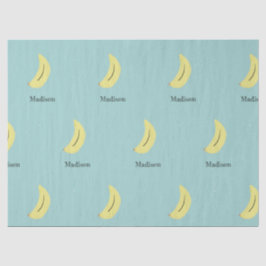 Papel De Seda Nome personalizado da banana pintada em azul