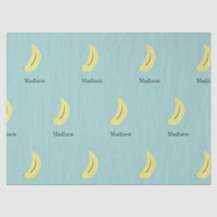 Papel De Seda Nome personalizado da banana pintada em azul