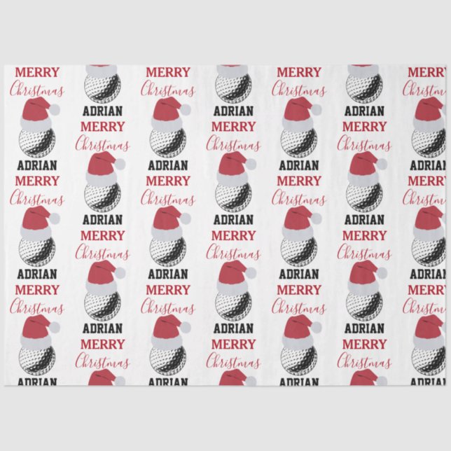 Papel De Seda Nome Personalizado da Bola de Golf de Natal (Frente )