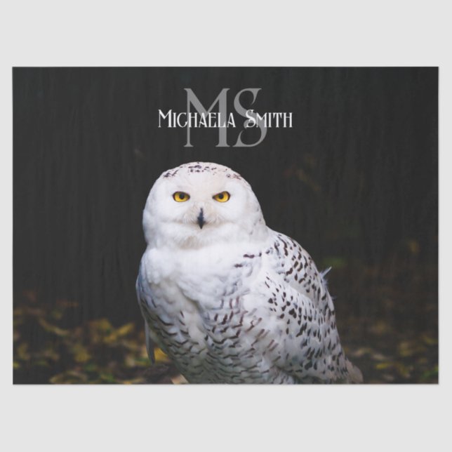 Papel De Seda Nome personalizado da coruja de neve majestosa de  (Frente )