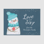 Papel De Seda Nome Personalizado da Família Snowman Christmas<br><div class="desc">Bonito boneco de neve com falso borda de neve. O nome da família personalizada é fácil de mudar. Excelente toque extra nos presentes de férias.</div>